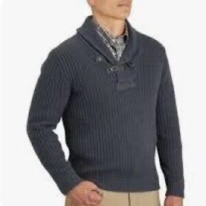 Duluth Men’s Heavyweight Cotton Wool Blend Ribbed Knit Sweater Blue 2XLT Preppy